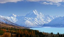 Landscape lake mountains fall snow forest snowy mountain Custom Gaming Mat Desk picture
