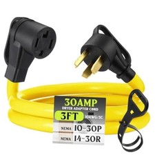 3 FT NEMA 10-30P to 14-30R 30Amp Dryer Adapter Cord 3 FT Yellow picture