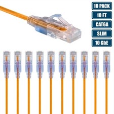 10x 10FT Cat6A RJ45 Network LAN Ethernet UTP Patch Cable 10G Copper 30AWG Yellow picture
