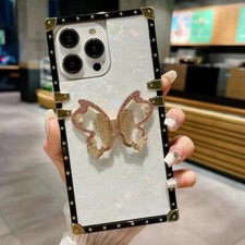 Diamond Butterfly Stand Cover Case For 11 12 13 15 14 16 17 Pro Max 16E XR XS picture