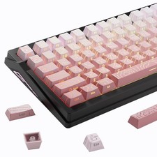 135 Key Gradient Pink Topographic PBT Keycaps Side Print Shine Through Set picture