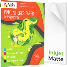 Papel adhesivo de vinilo imprimible para impresora de inyección de tinta - Blanc picture