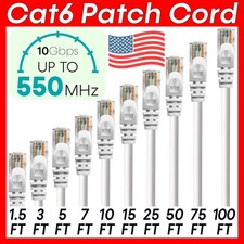 White Cat6 Cable Ethernet Cat6 Patch Cord Internet Router Network Wire RJ45 LOT picture