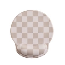Beige Khaki Checkered Mouse Pad with Gel Wrist Rest, Wrist Support, Ergonomic... picture