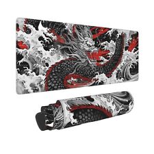 Black and Red Japanese Dragon Wave Mouse Pad Extended Large Gaming Mouse Pad ... picture