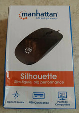 Manhattan Silhouette Optical USB Mouse Black New 177658 PC MAC Compatible picture