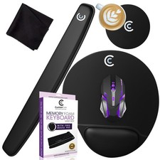 4pc Premium Wrist Rests for Keyboard and Mouse Pad Set - Memory Large, Black picture