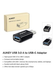 [2-Pack] AUKEY USB 3.0 to USB-C Adapters Portable OTG Converter Black CB-A1 picture