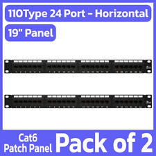 2 Pack Cat6 24 Port Patch Panel RJ45 110 UL Network Ethernet 19