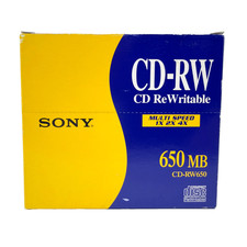 Sony CD-RW650 CD ReWritable Discs Multi Speed 650MB Data Storage Media 5 Pack picture