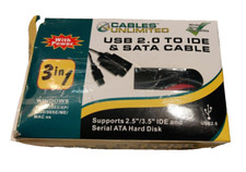 CABLES UNLIMITED USB - 2.0 TO IDE & SATA CABLE ADAPTER USED picture