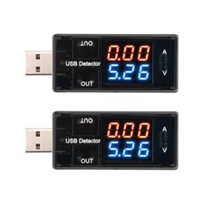 2Pcs USB Tester Power Meter, DC Digital Voltage & Current Meter Black picture