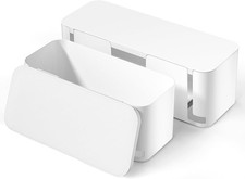 2-Pack Pet-Friendly Cable Management Boxes - Child-Proof Cord Organizer in White picture