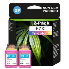 2PK 67XL Color High-Yield Ink Cartridge for HP DeskJet 1255 2700 4100 Envy 6000 picture