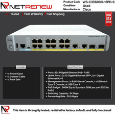 WS-C3560CX-12PD-S Cisco 12x PoE+ Ports 4x Uplinks picture