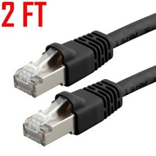 2FT CAT6A Ethernet LAN Network Internet Patch Cable Cord RJ45 STP 10G BLACK picture