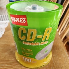 NEW Staples CD-R 80 Min Recording 700MB  52x Speed 100 Disc Pack Blank  picture