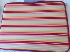 CUL-DE-SAC 15 INCH LAPTOP HOLDER CASE ZIPPER RED YELLOW STRIPE 11 X 14 1/2 NWT picture