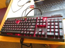 Corsair k70 gaming Keyboard red backlight 2 keys gone dusty for parts repair LF picture