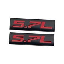 2Pcs Chrome 3D Metal Engine Emblem Car Logo Side Door Trunk 5.7L Black & Red picture