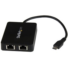 StarTech.com USB-C to Dual Gigabit Ethernet Adapter with USB (Type-A) Port picture