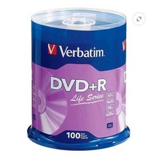 100 VERBATIM 16X DVD+R Life Series Logo 4.7GB Media Disc Spindle 97175 (SEALED) picture