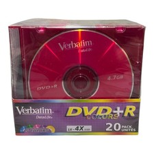 Verbatim DataLife DVD+R Colors 4.7GB 4X 20 Pack Recordable Discs New Sealed picture