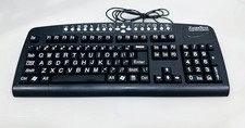 ZoomText Large Print Keyboard USB High Contrast Black White Keys picture