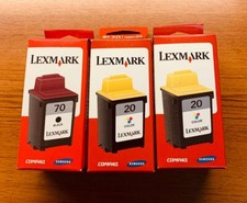 LEXMARK 20 /70 Color & Black Inkjet Printer Cartridges 3 PACK (NOS)  picture