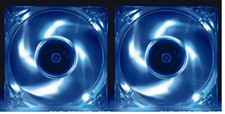 2x EverCool CLB-12025-4LD2 120mm x 25mm Computer Case Blue Quad LED Cooling Fan picture