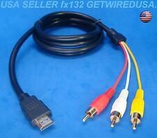 usa seller 3-RCA JACKS RED YELLOW WHITE to HDMI AUDIO VIDEO ADAPTOR 5FT AUX CORD picture