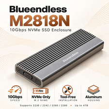 USB-C M.2 NVMe SSD Drive Enclosure, 10Gbps, Aluminum Case, Tool-Free picture