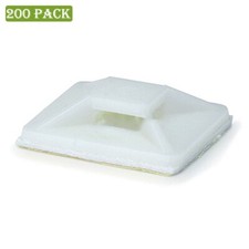 200pcs/pack Plastic Cable Zip Tie Mounts 25x25mm Adhesive Back Mounting Base picture