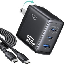 INIU 65W USB C Charger, 3-Port GaN Fast Charging C*2+USB A, Black picture