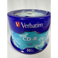 Verbatim CD-R 50 Pack Spindle 700MB 80Min 52x Recordable Discs Blue Tech Retro picture