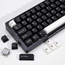 174 Keys WOB PBT Double Shot Custom Keycap Set Black White Cherry Profile picture