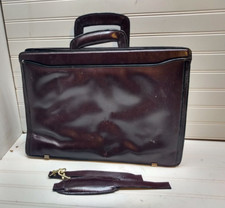 Handmade Brown Leather Briefcase Document Laptop Notebook Folio Bag Case-Taiwan picture