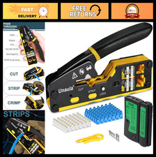 Ethernet Crimp Tool Kit - Pass Through Crimper, Cable Tester, Stripper & 50 Conn picture