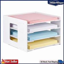 4-Tier Desktop File Organizer Letter Tray A4 Paper Sorter Rack White PVC picture