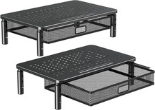 2 Pack Monitor Stand Riser with Metal Drawer, 3 Height Adjustable picture