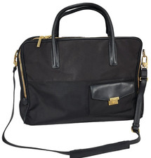 TUMI Larkin Marin Leather Nylon Double Zip Brief Crossbody Strap Shoulder Bag picture