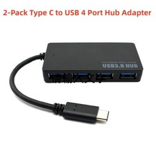 2-Pack Type C to USB 4 Port Hub Splitter 5Gbps 3.0 For PC Mac Laptop Flash Drive picture