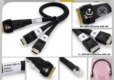 NEW SlimSAS 8i SFF-8654 to 2x OCuLink 4i SFF-8611 Cable - 0.5M picture