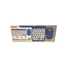 Cylo Wireless Keyboard And Mouse Set Blue Mini Slim Compact Plug Play PC Mac picture