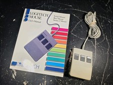 Vintage LOGITECH Mouse Model C7-3F-9F Serial Three Button + Original Manual picture