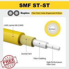 FiberPrime OS2 ST to ST Single Mode Fiber Patch Cable Duplex 66ft picture