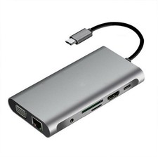 10 in 1 USB Hub Charging Dock Type C HDMI VGA TF RJ45 PD Multi Port Adapter B picture
