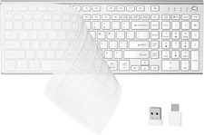 Wireless Silent Keyboard USBC Low Profile Compact Full Size Silver picture
