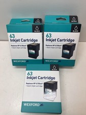 Wexford 63 Black Ink Cartridges  Replaces HP 63 New in Box Sealed Lot of 3 Box picture
