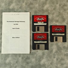 Vintage 1991 American Heritage Dictionary DOS Micro Edition 3-Disk 3.5